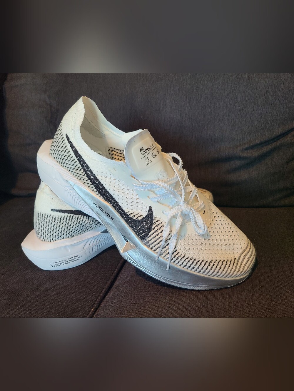 Nike ZoomX Vaporfly 3 White Particle Grey Women’s 12 / Men’s 10.5 New, No Box.